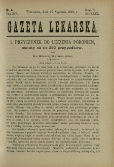 Gazeta Lekarska : pismo tygodniowe poświęcone wszystkim gałęziom umiejętności lekarskich 1894 Ser. II R. 29 T. 14 nr 4