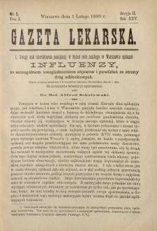 Gazeta Lekarska : pismo tygodniowe poświęcone wszystkim gałęziom umiejętności lekarskich 1890 Ser. II R. 25 T. 10 nr 5