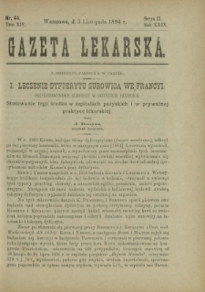 Gazeta Lekarska : pismo tygodniowe poświęcone wszystkim gałęziom umiejętności lekarskich 1894 Ser. II R. 29 T. 14 nr 44