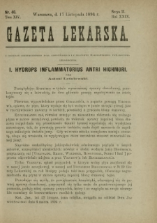 Gazeta Lekarska : pismo tygodniowe poświęcone wszystkim gałęziom umiejętności lekarskich 1894 Ser. II R. 29 T. 14 nr 46