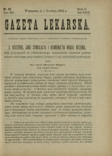 Gazeta Lekarska : pismo tygodniowe poświęcone wszystkim gałęziom umiejętności lekarskich 1894 Ser. II R. 29 T. 14 nr 48