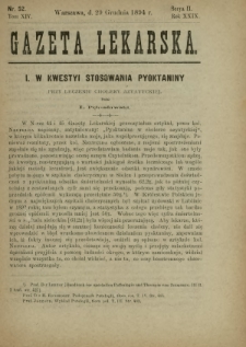 Gazeta Lekarska : pismo tygodniowe poświęcone wszystkim gałęziom umiejętności lekarskich 1894 Ser. II R. 29 T. 14 nr 52