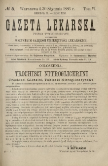 Gazeta Lekarska : pismo tygodniowe poświęcone wszystkim gałęziom umiejętności lekarskich 1886 Ser. II R. 21 T. 6 nr 5