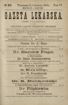 Gazeta Lekarska : pismo tygodniowe poświęcone wszystkim gałęziom umiejętności lekarskich 1886 Ser. II R. 21 T. 6 nr 23