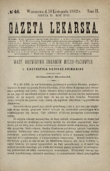 Gazeta Lekarska : pismo tygodniowe poświęcone wszystkim gałęziom umiejętności lekarskich 1882 Ser. II R. 17 T. 2 nr 46