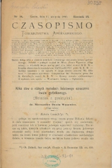 Czasopismo Towarzystwa Aptekarskiego 1880 T.9 nr16