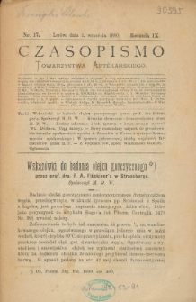 Czasopismo Towarzystwa Aptekarskiego 1880 T.9 nr17