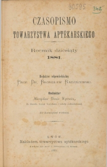 Czasopismo Towarzystwa Aptekarskiego 18801 T.10 nr spis autor&oacute;w