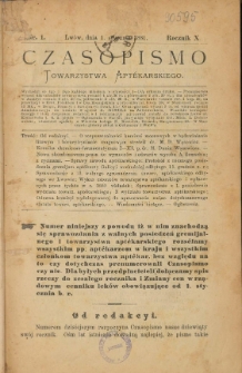 Czasopismo Towarzystwa Aptekarskiego 1881 T.10 nr 1