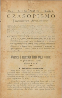 Czasopismo Towarzystwa Aptekarskiego 1881 T.10 nr 4