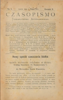 Czasopismo Towarzystwa Aptekarskiego 1881 T.10 nr 5