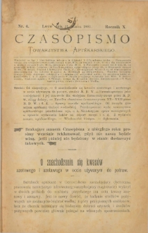 Czasopismo Towarzystwa Aptekarskiego 1881 T.10 nr 6