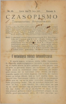 Czasopismo Towarzystwa Aptekarskiego 1881 T.10 nr 10