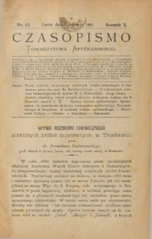 Czasopismo Towarzystwa Aptekarskiego 1881 T.10 nr 11