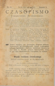 Czasopismo Towarzystwa Aptekarskiego 1881 T.10 nr 13