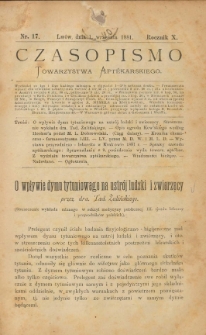 Czasopismo Towarzystwa Aptekarskiego 1881 T.10 nr 17