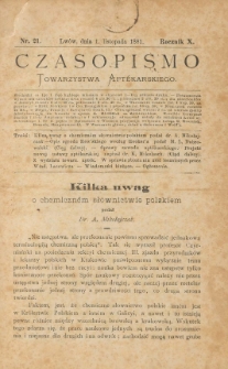 Czasopismo Towarzystwa Aptekarskiego 1881 T.10 nr 22