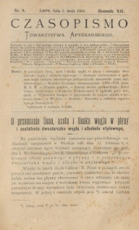 Czasopismo Towarzystwa Aptekarskiego 1883 R.XII nr 9