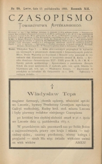 Czasopismo Towarzystwa Aptekarskiego 1883 R.XII nr 20