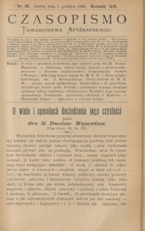 Czasopismo Towarzystwa Aptekarskiego 1883 R.XII nr 23