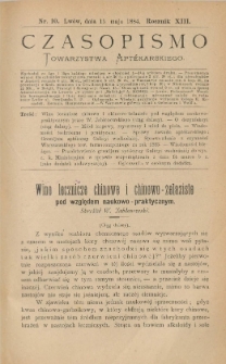 Czasopismo Towarzystwa Aptekarskiego 1884 R.XIII nr 10