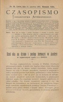 Czasopismo Towarzystwa Aptekarskiego 1884 R.XIII nr 12