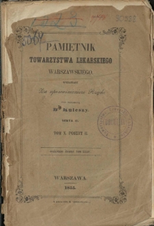 Pamiętnik Towarzystwa Lekarskiego Warszawskiego 1855 t. 10 nr 2