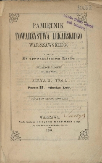 Pamiętnik Towarzystwa Lekarskiego Warszawskiego 1860 t.1 (43) nr 2