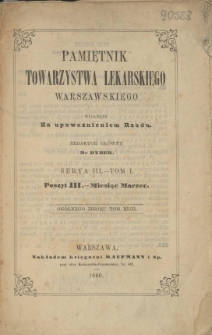 Pamiętnik Towarzystwa Lekarskiego Warszawskiego 1860 t. 1 (43) nr 3