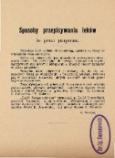Czasopismo Lekarskie 1900; Sposoby przepisywania lek&oacute;w in praxi pauperum. Dodatek do nr 4, nr 5 (brak), nr 6
