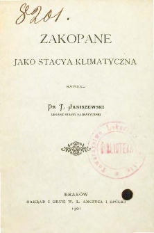 Zakopane jako stacya klimatyczna