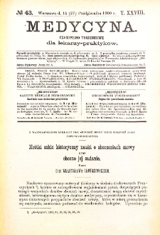 Medycyna. Czasopismo tygodniowe dla lekarzy praktycznych 1900 T. XXVIII nr 43