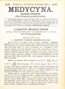 Medycyna i Kronika Lekarska : czasopiosmo tygodniowe dla lekarzy praktyk&oacute;w 1887, R. XV nr 49